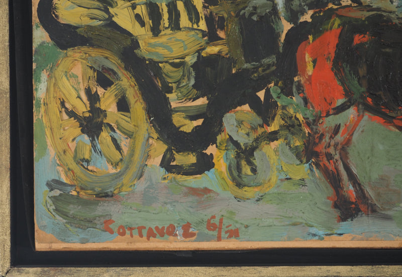 André COTTAVOZ : Le cabriolet, Tableau original (photo de détail 2) - Crédit photo : Galerie Art.Paris