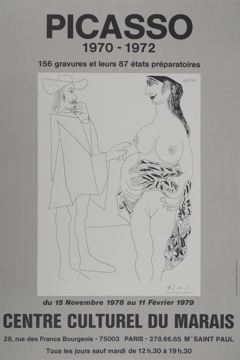 Pablo PICASSO : Le mousquetaire et la prostituée, Affiche originale (vue générale) - Crédit photo : Galerie Art.Paris