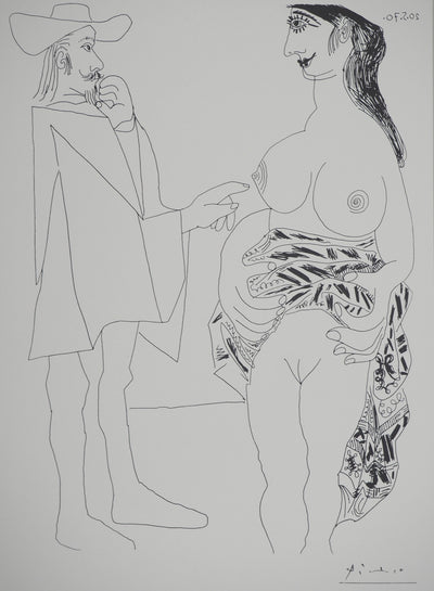Pablo PICASSO : Le mousquetaire et la prostituée, Affiche originale (photo de détail 3) - Crédit photo : Galerie Art.Paris