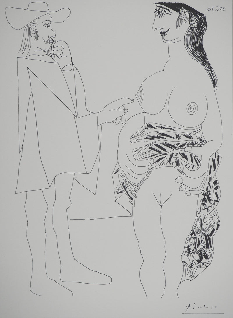 Pablo PICASSO : Le mousquetaire et la prostituée, Affiche originale (photo de détail 3) - Crédit photo : Galerie Art.Paris