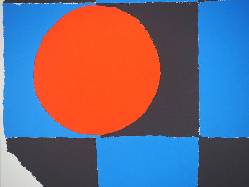 Sonia DELAUNAY : Composition au rond rouge, Affiche originale (photo de détail 4) - Crédit photo : Galerie Art.Paris