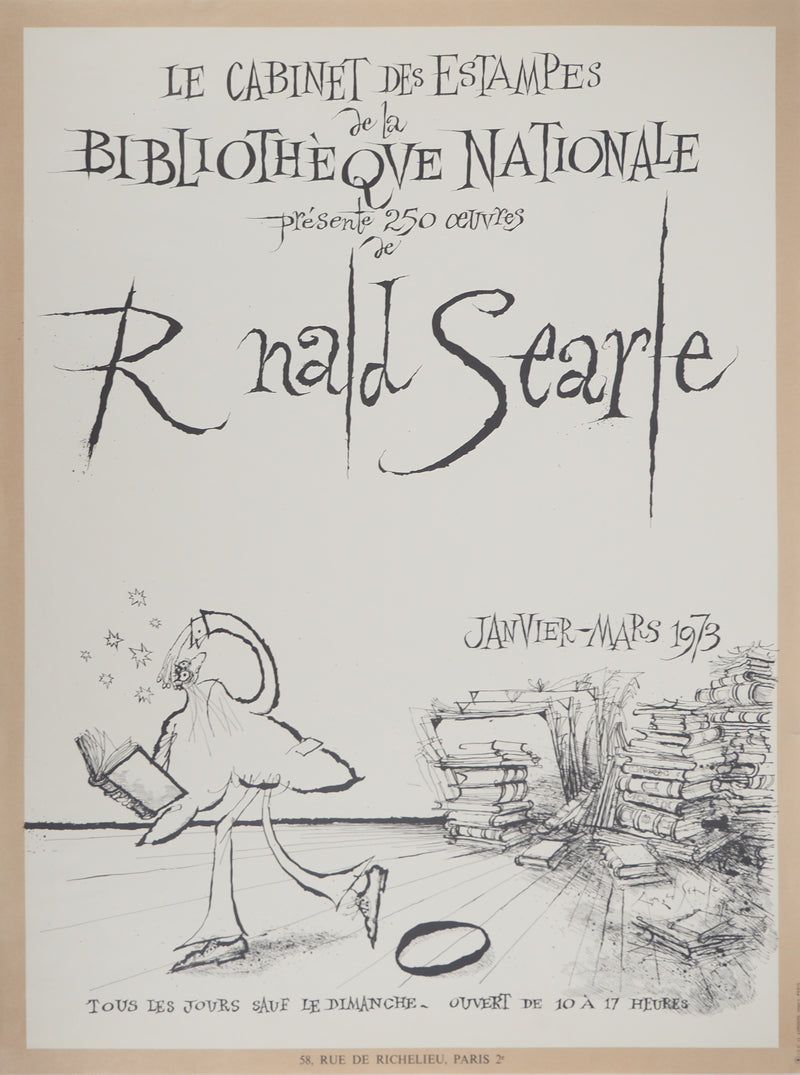 Ronald SEARLE : Le cabinet des estampes, Lithographie originale (vue générale) - Crédit photo : Galerie Art.Paris