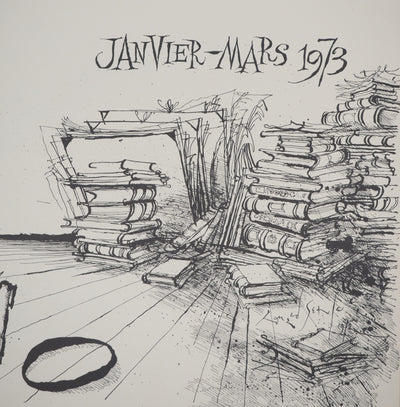 Ronald SEARLE : Le cabinet des estampes, Lithographie originale (photo de détail 5) - Crédit photo : Galerie Art.Paris