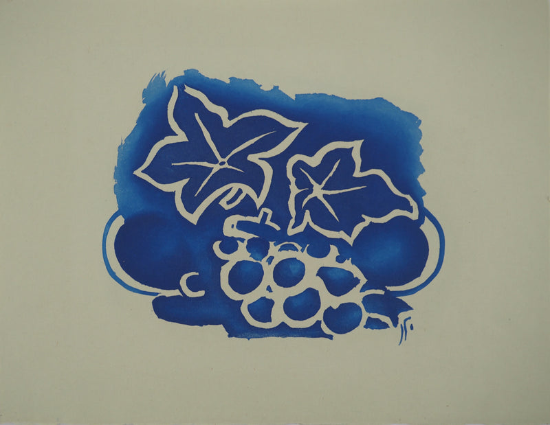 Georges BRAQUE : Feuilles et raisins, Gravure originale (vue générale) - Crédit photo : Galerie Art.Paris