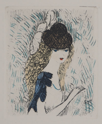 Marie LAURENCIN : Le chapeau sur les yeux, Gravure originale (vue générale) - Crédit photo : Galerie Art.Paris