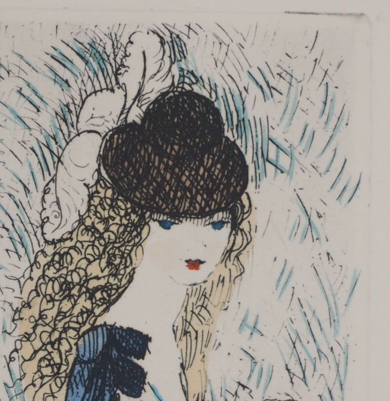 Marie LAURENCIN : Le chapeau sur les yeux, Gravure originale (photo de détail 3) - Crédit photo : Galerie Art.Paris