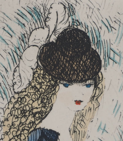 Marie LAURENCIN : Le chapeau sur les yeux, Gravure originale (photo de détail 5) - Crédit photo : Galerie Art.Paris