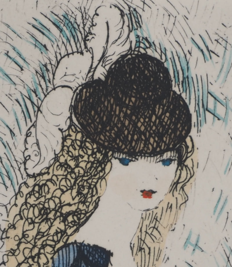 Marie LAURENCIN : Le chapeau sur les yeux, Gravure originale (photo de détail 5) - Crédit photo : Galerie Art.Paris