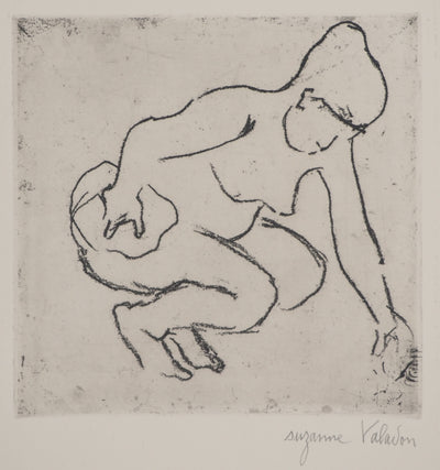 Suzanne VALADON : Catherine accroupie aux traits noirs, Gravure originale (vue générale) - Crédit photo : Galerie Art.Paris
