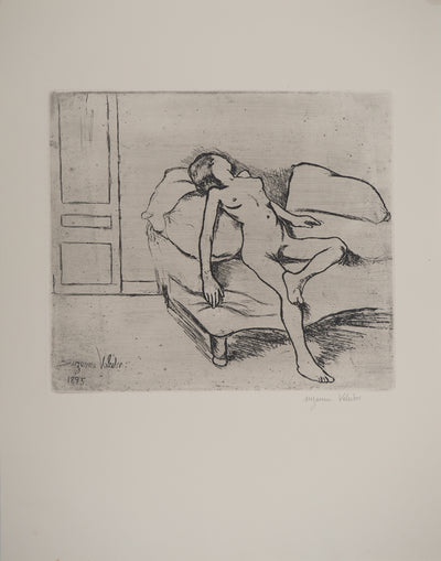 Suzanne VALADON : Louise nue sur le canapé, Gravure originale (vue générale) - Crédit photo : Galerie Art.Paris
