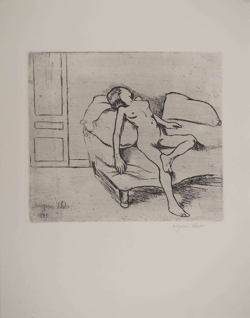 Suzanne VALADON : Louise nue sur le canapé, Gravure originale (vue générale) - Crédit photo : Galerie Art.Paris