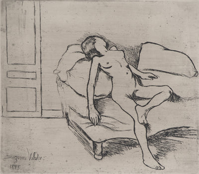 Suzanne VALADON : Louise nue sur le canapé, Gravure originale (photo de détail 4) - Crédit photo : Galerie Art.Paris