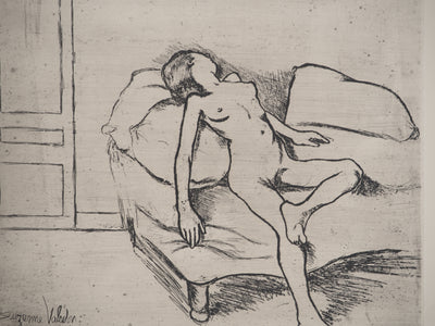 Suzanne VALADON : Louise nue sur le canapé, Gravure originale (photo de détail 5) - Crédit photo : Galerie Art.Paris