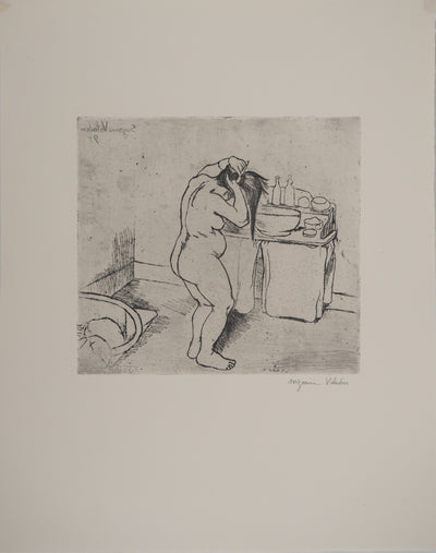 Suzanne VALADON : Catherine nue se coiffant, Gravure originale (vue générale) - Crédit photo : Galerie Art.Paris
