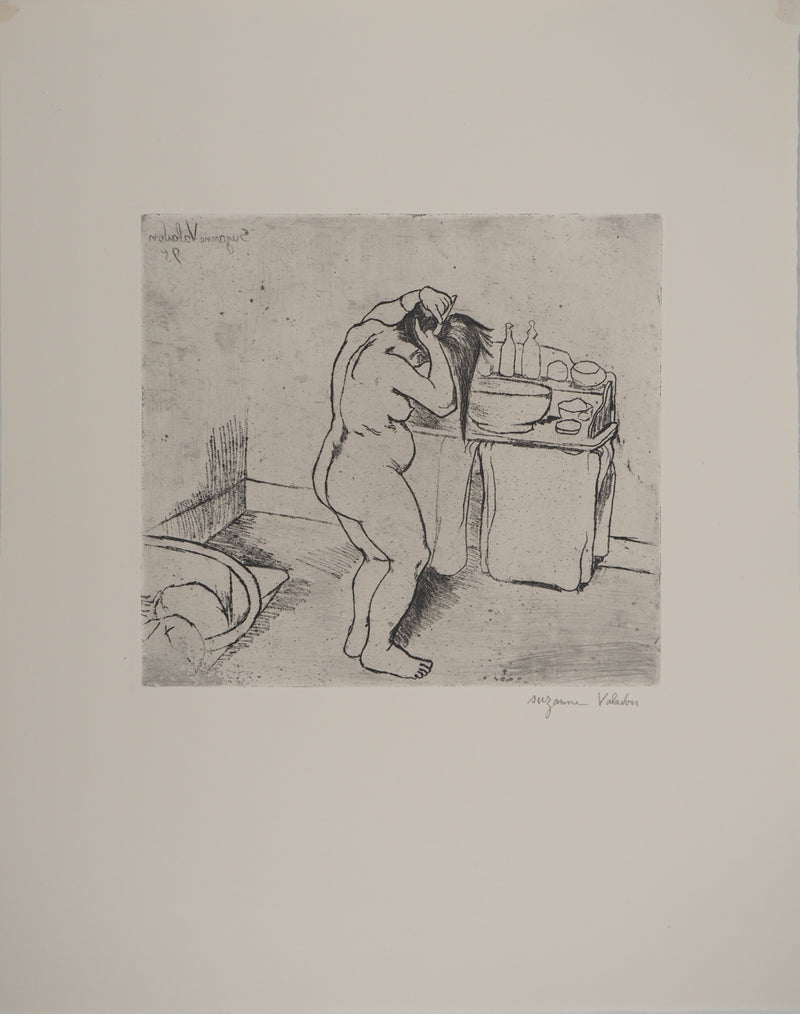 Suzanne VALADON : Catherine nue se coiffant, Gravure originale (vue générale) - Crédit photo : Galerie Art.Paris