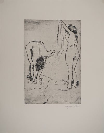 Suzanne VALADON : Femmes s'essuyant, Gravure originale (vue générale) - Crédit photo : Galerie Art.Paris