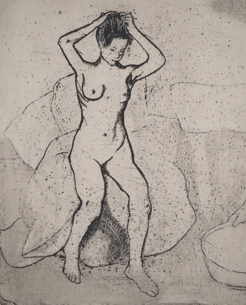 Suzanne VALADON : Catherine prépare le tub et Louise nue se coiffe, Gravure originale (photo de détail 5) - Crédit photo : Galerie Art.Paris