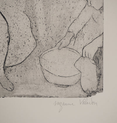 Suzanne VALADON : Catherine prépare le tub et Louise nue se coiffe, Gravure originale (photo de détail 2) - Crédit photo : Galerie Art.Paris