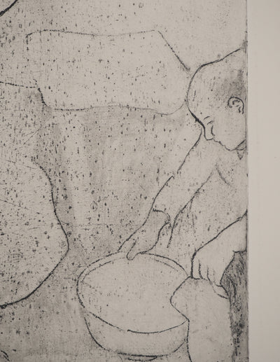 Suzanne VALADON : Catherine prépare le tub et Louise nue se coiffe, Gravure originale (photo de détail 6) - Crédit photo : Galerie Art.Paris
