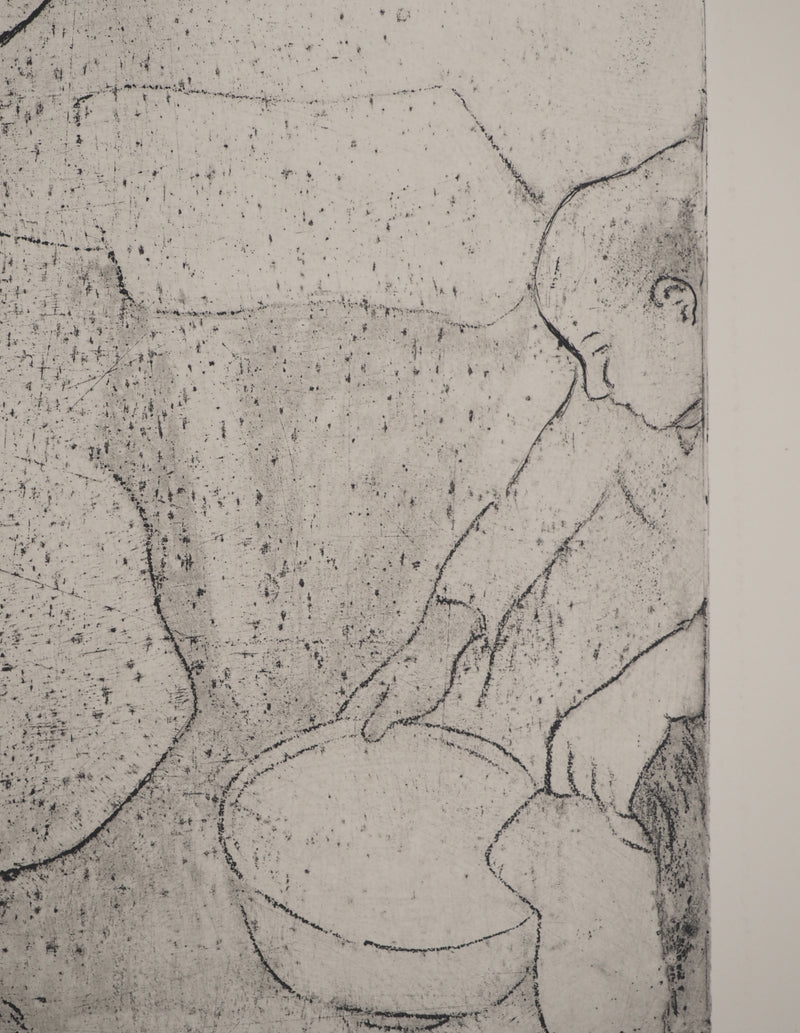 Suzanne VALADON : Catherine prépare le tub et Louise nue se coiffe, Gravure originale (photo de détail 6) - Crédit photo : Galerie Art.Paris