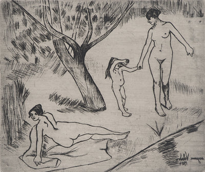 Suzanne VALADON : Femmes et enfant au bord de l'eau, Gravure originale (photo de détail 4) - Crédit photo : Galerie Art.Paris