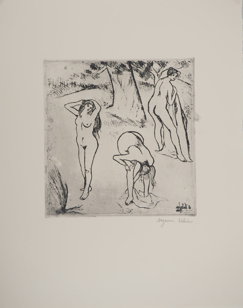 Suzanne VALADON : Femmes nues sous les arbres, Gravure originale (vue générale) - Crédit photo : Galerie Art.Paris