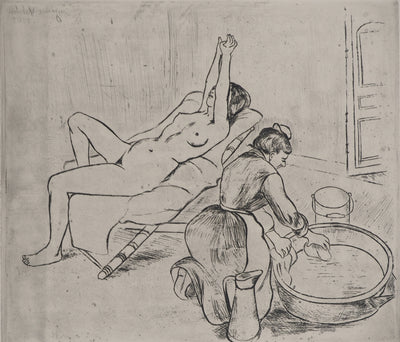 Suzanne VALADON : Adèle préparant le tub et Ketty aux bras levés, Gravure originale (photo de détail 4) - Crédit photo : Galerie Art.Paris