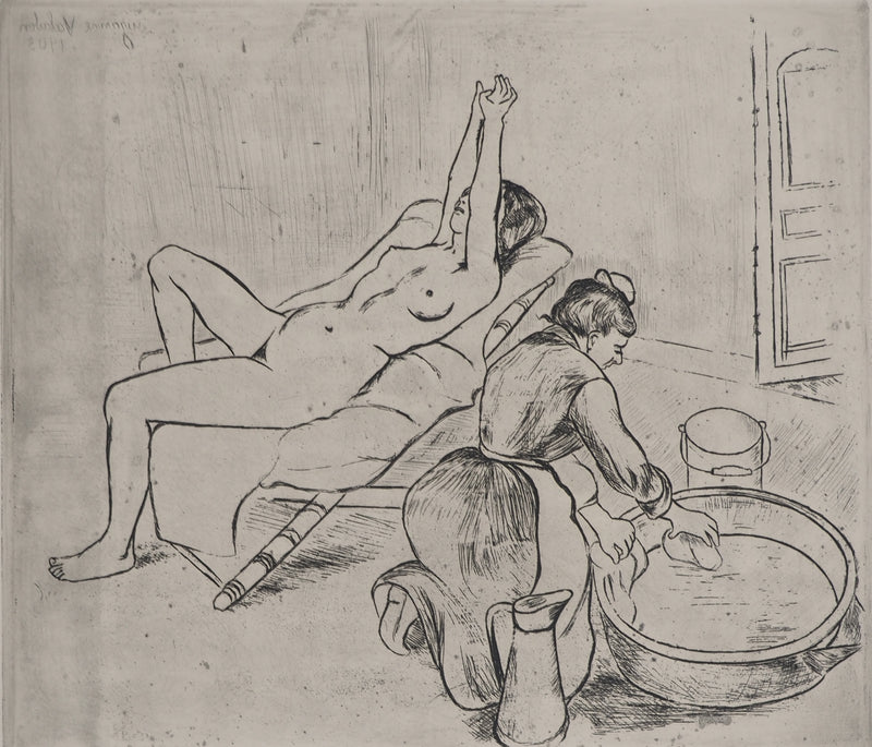 Suzanne VALADON : Adèle préparant le tub et Ketty aux bras levés, Gravure originale (photo de détail 4) - Crédit photo : Galerie Art.Paris