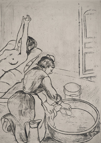 Suzanne VALADON : Adèle préparant le tub et Ketty aux bras levés, Gravure originale (photo de détail 5) - Crédit photo : Galerie Art.Paris