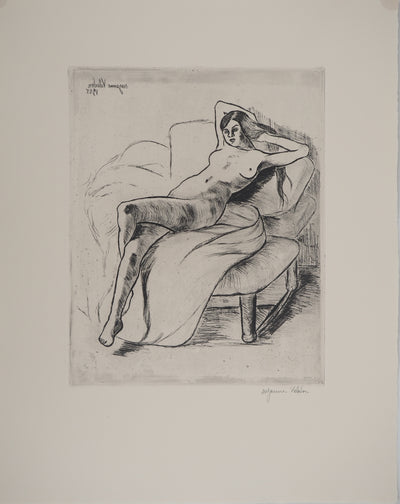 Suzanne VALADON : Christiane nue allongée, Gravure originale (vue générale) - Crédit photo : Galerie Art.Paris