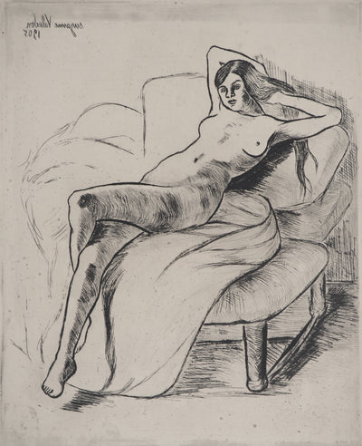 Suzanne VALADON : Christiane nue allongée, Gravure originale (photo de détail 4) - Crédit photo : Galerie Art.Paris
