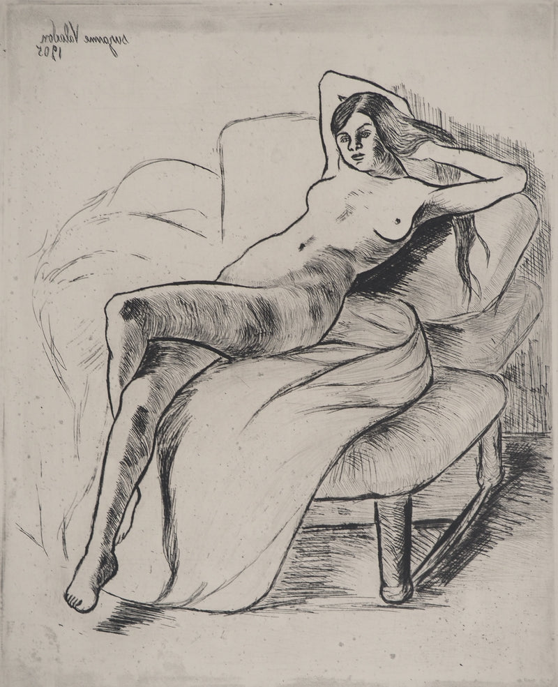 Suzanne VALADON : Christiane nue allongée, Gravure originale (photo de détail 4) - Crédit photo : Galerie Art.Paris