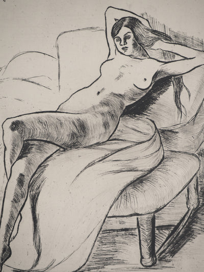 Suzanne VALADON : Christiane nue allongée, Gravure originale (photo de détail 5) - Crédit photo : Galerie Art.Paris