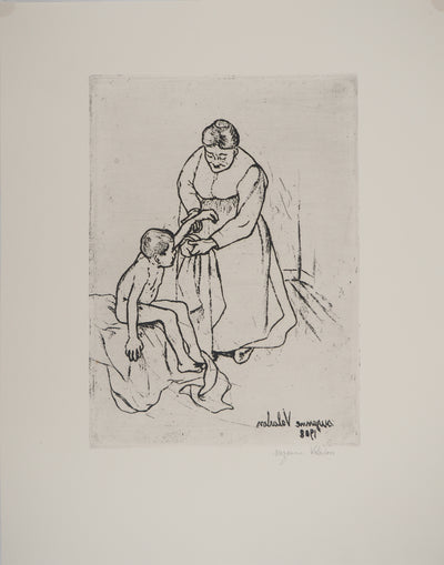 Suzanne VALADON : Grand-mère et enfant, Gravure originale (vue générale) - Crédit photo : Galerie Art.Paris