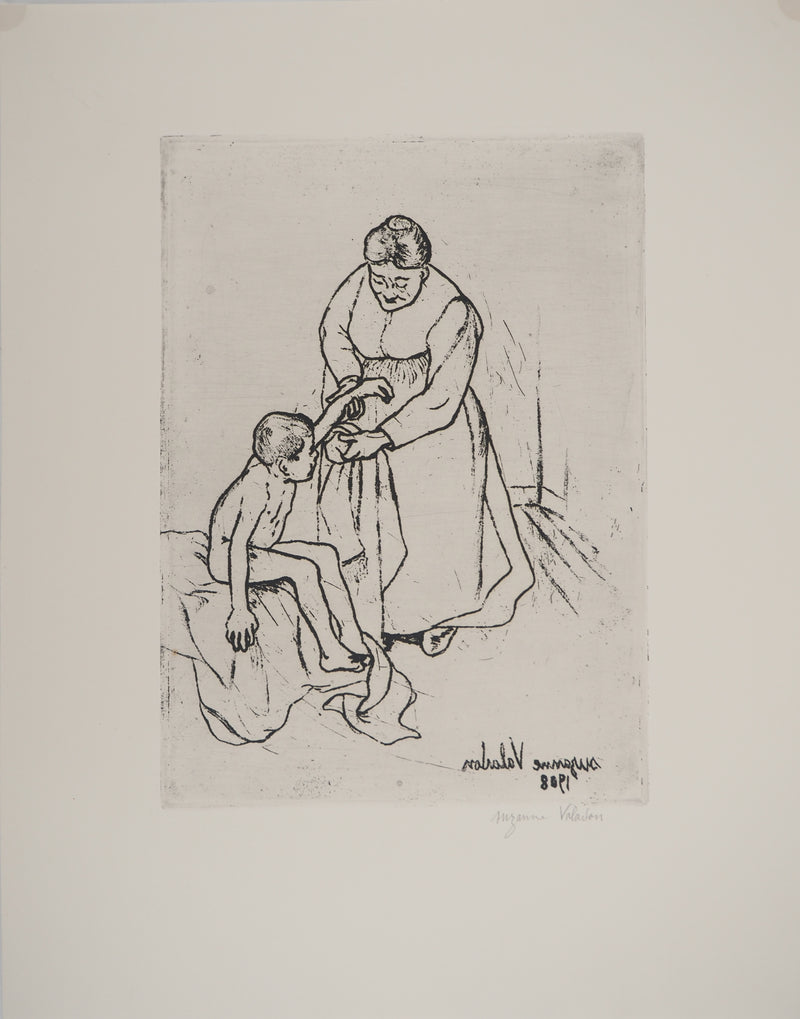 Suzanne VALADON : Grand-mère et enfant, Gravure originale (vue générale) - Crédit photo : Galerie Art.Paris