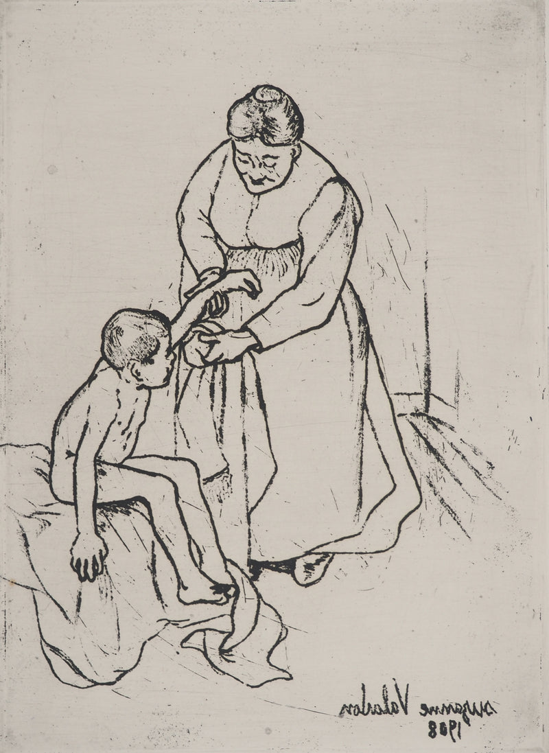 Suzanne VALADON : Grand-mère et enfant, Gravure originale (photo de détail 4) - Crédit photo : Galerie Art.Paris