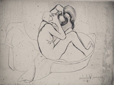 Suzanne VALADON : Marie au tub s'épongeant, Gravure originale (photo de détail 4) - Crédit photo : Galerie Art.Paris