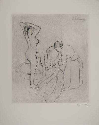 Suzanne VALADON : Fille aux gros seins et femme vieille, Gravure originale (vue générale) - Crédit photo : Galerie Art.Paris