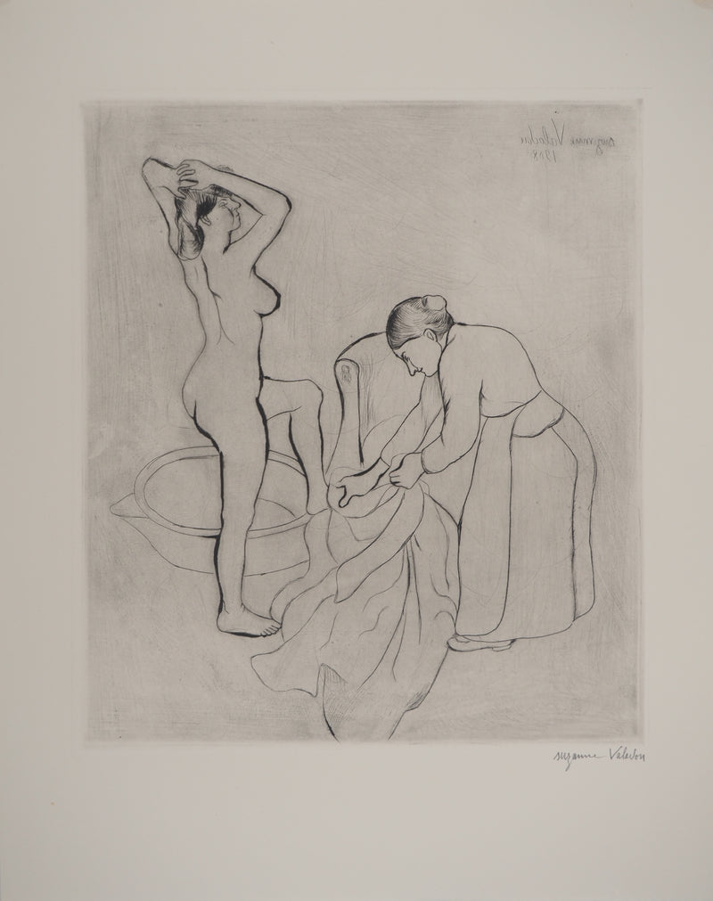 Suzanne VALADON : Fille aux gros seins et femme vieille, Gravure originale (vue générale) - Crédit photo : Galerie Art.Paris