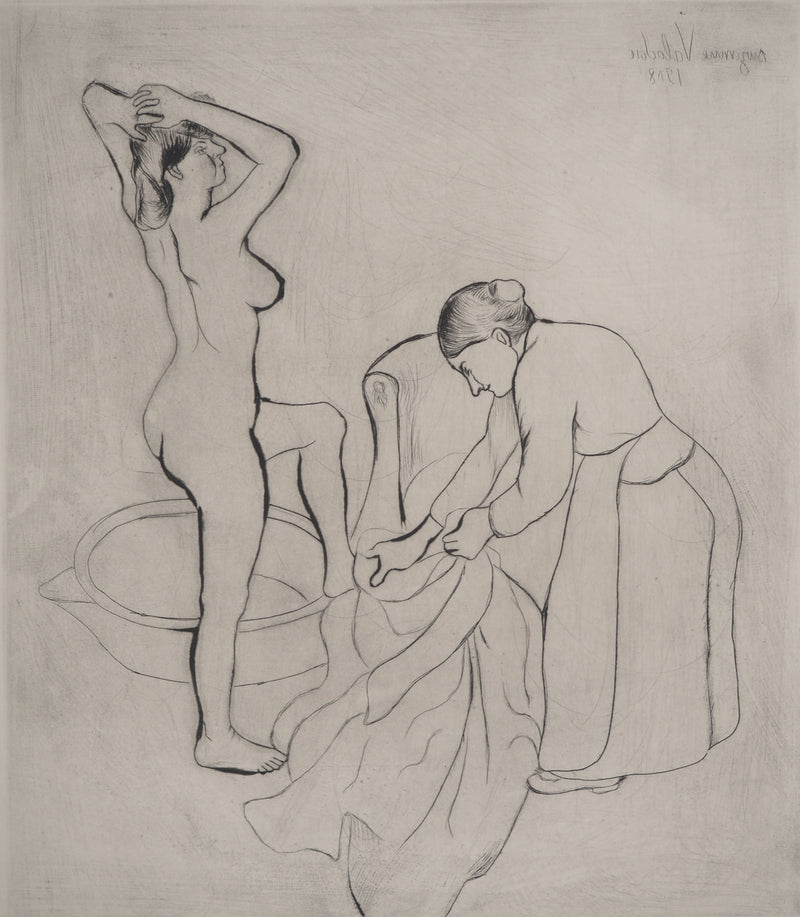 Suzanne VALADON : Fille aux gros seins et femme vieille, Gravure originale (photo de détail 4) - Crédit photo : Galerie Art.Paris