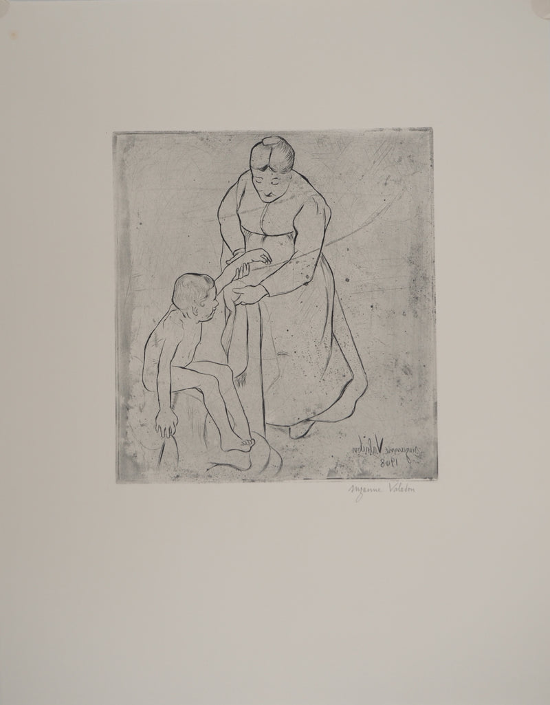 Suzanne VALADON : Grand-mère et petit garçon, Gravure originale (vue générale) - Crédit photo : Galerie Art.Paris