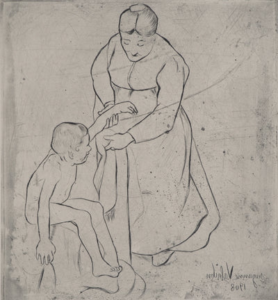 Suzanne VALADON : Grand-mère et petit garçon, Gravure originale (photo de détail 4) - Crédit photo : Galerie Art.Paris
