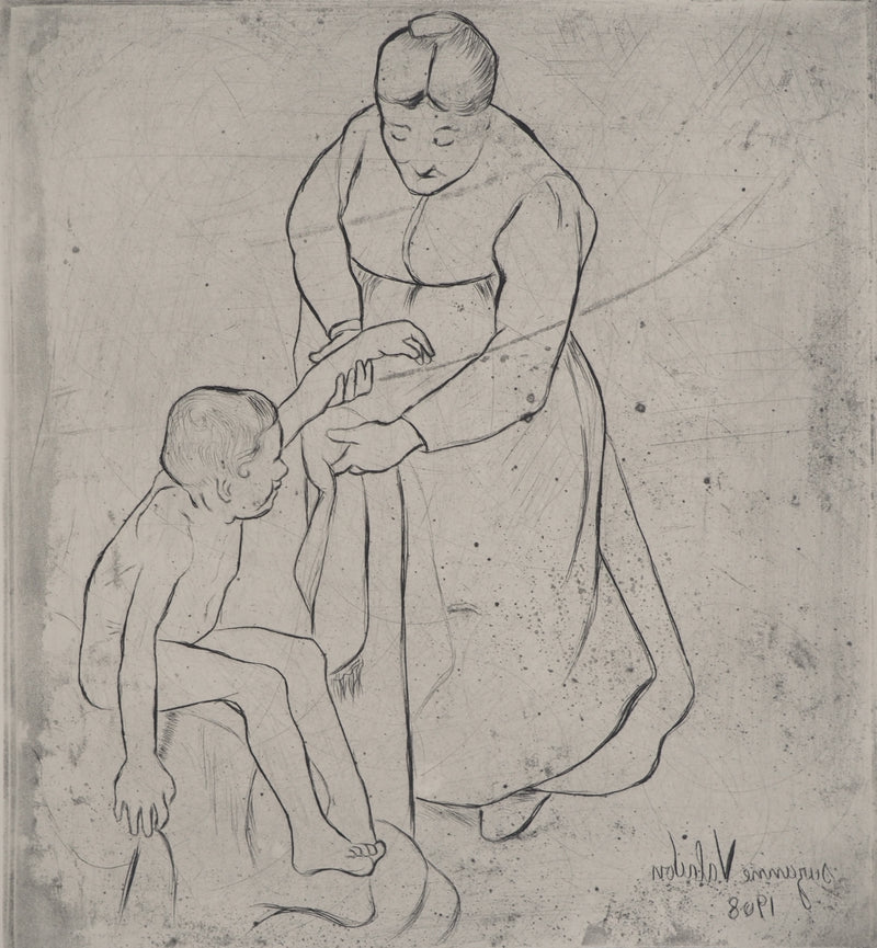 Suzanne VALADON : Grand-mère et petit garçon, Gravure originale (photo de détail 4) - Crédit photo : Galerie Art.Paris