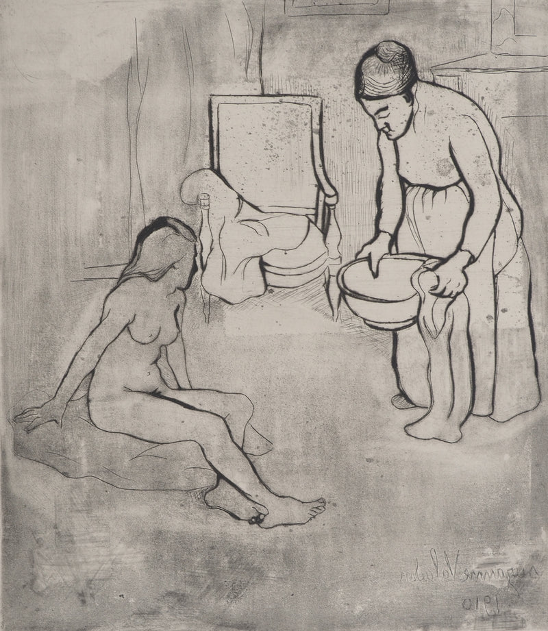 Suzanne VALADON : Grand-mère et Louise nue assise à terre, Gravure originale (photo de détail 4) - Crédit photo : Galerie Art.Paris