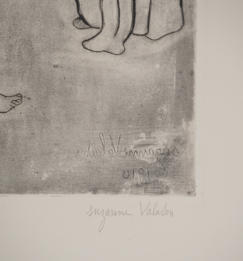 Suzanne VALADON : Grand-mère et Louise nue assise à terre, Gravure originale (photo de détail 2) - Crédit photo : Galerie Art.Paris