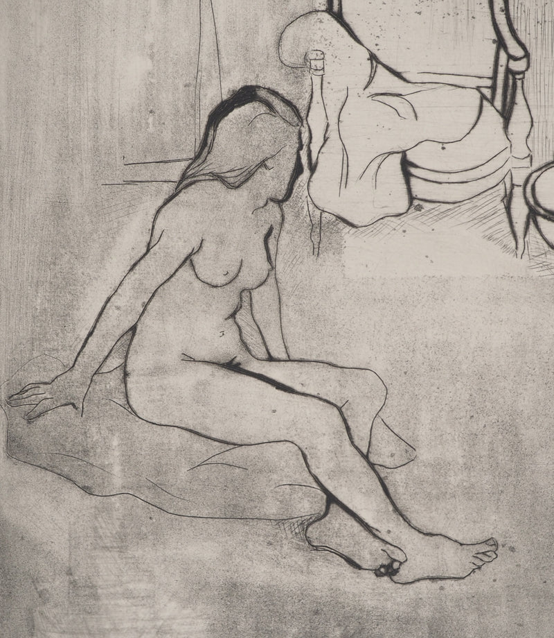 Suzanne VALADON : Grand-mère et Louise nue assise à terre, Gravure originale (photo de détail 6) - Crédit photo : Galerie Art.Paris