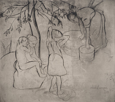 Suzanne VALADON : Toilette des enfants dans le jardin, Gravure originale (photo de détail 4) - Crédit photo : Galerie Art.Paris