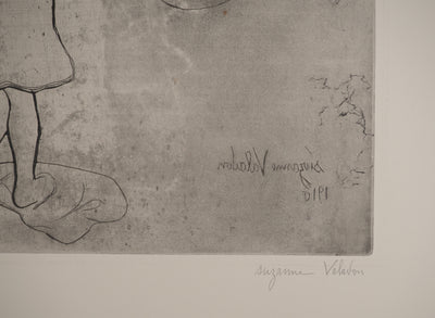 Suzanne VALADON : Toilette des enfants dans le jardin, Gravure originale (photo de détail 2) - Crédit photo : Galerie Art.Paris