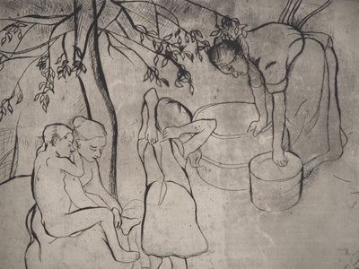 Suzanne VALADON : Toilette des enfants dans le jardin, Gravure originale (photo de détail 5) - Crédit photo : Galerie Art.Paris