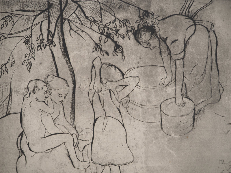 Suzanne VALADON : Toilette des enfants dans le jardin, Gravure originale (photo de détail 5) - Crédit photo : Galerie Art.Paris
